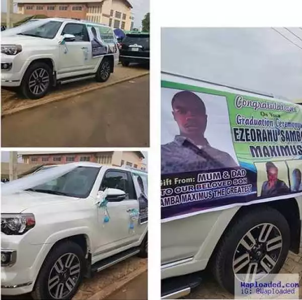 See the Multi-million Naira Car Gift a Babcock Student Got from His Parents at His Convocation (Photo)